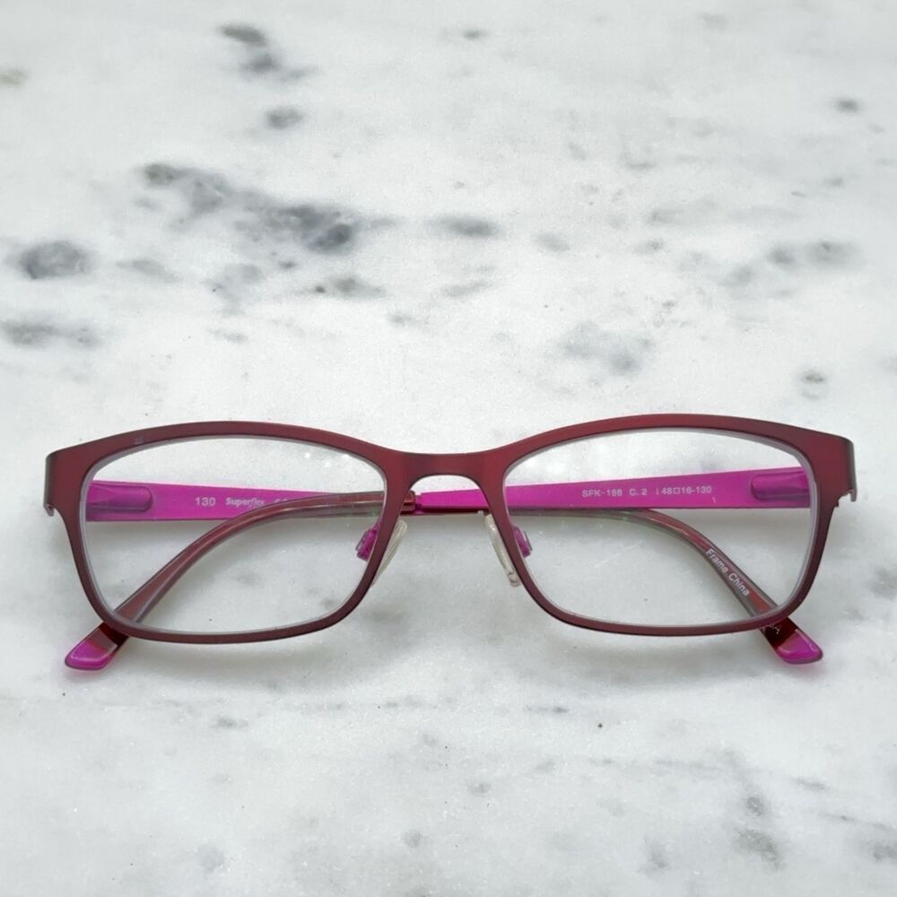 SUPERFLEX Kids SFK-188 C.2 Red Pink Rectangular Kids Eyeglasses 48-16-130